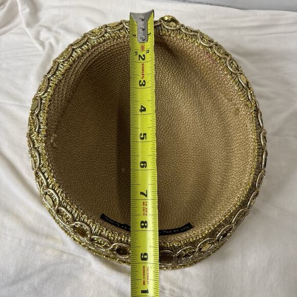 VTG Whittall & Shon Church Derby Pillbox Gold Button Sequins Statement Piece W main image 10